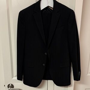 J Ferrar Elegant Black Slim Fit Blazer 40 R & Matching Trousers 32 X 32